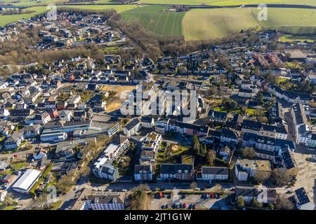 Veduta aerea, casa di riposo Heiligenhaus am Südring, Brownfield Südring a Leubeck, Heiligenhaus, Ruhr, Renania settentrionale-Vestfalia, Germania Foto Stock