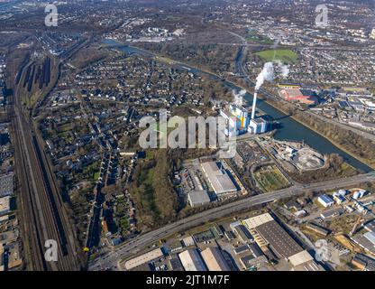 Veduta aerea, GMVA Niederrhein GmbH ENERGY Company, Lirich, Oberhausen, zona della Ruhr, Renania settentrionale-Vestfalia, Germania, DE, società di gestione dei rifiuti, Europ Foto Stock