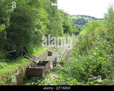 L'Associazione ferroviaria della Valle di Ecclesbourne ha aperto una nuova piattaforma alla stazione di Ravenstor nel 2005, precedentemente un punto di carico per la pietra delle cave locali. Foto Stock