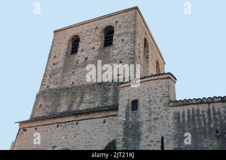 Torre, Castello-Forte, St Cyr au Mont d'Or, Lione, Auvergne-Rodano-Alpi, Francia. Vecchio Castello-Forte, che è stato costruito tra il 1154 e il 1230 CE. Foto Stock