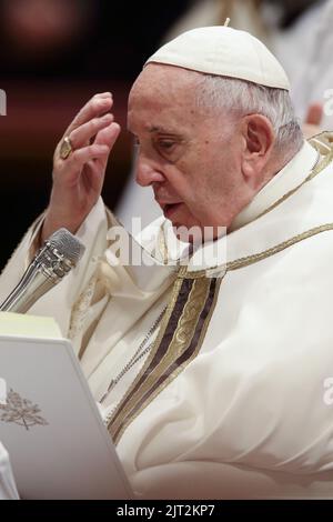 27 agosto 2022 - PAPA FRANCESCO nomina venti nuovi cardinali in occasione del Concistoro pubblico Ordinario nella Basilica di San Pietro in Vaticano © EvandroInetti via ZUMA Wire (Credit Image: © Evandro Inetti/ZUMA Press Wire) Foto Stock