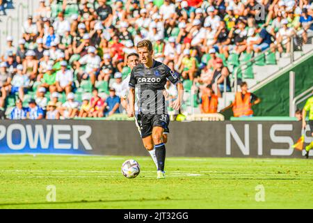 ELCHE, SPAGNA - 27 AGOSTO: Robin le Normand di Realm Sociedad durante la partita tra Elche CF e Real Sociedad de Futbol di la Liga Santander il 27 agosto 2022 a Martínez Valero di Elche, Spagna. (Foto di Samuel Carreño/ PX Images) Foto Stock