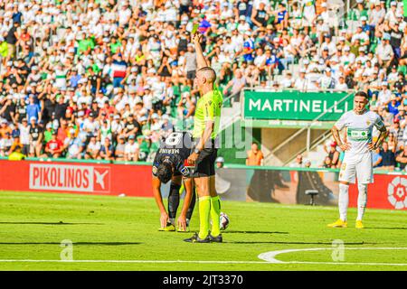 ELCHE, SPAGNA - 27 AGOSTO: Iglesias Villanueva durante la partita tra Elche CF e Real Sociedad de Futbol di la Liga Santander il 27 agosto 2022 a Martínez Valero a Elche, Spagna. (Foto di Samuel Carreño/ PX Images) Foto Stock