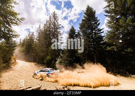 71 MOREL Jean-Luc, ROMERO Pascal, Subaru Impreza WRX, azione durante il Rallye Terre de Lozère, 4th° round del Championnat de France des Rallyes Terre 2022, dal 27 al 28 agosto a Mende, Francia - Foto Bastien Roux / DPPI Foto Stock