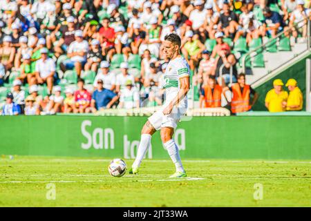 Elche, Elche, Spagna. 27th ago, 2022. ELCHE, SPAGNA - 27 AGOSTO: Pedro Bigas di Elche CF durante la partita tra Elche CF e Real Sociedad de Futbol di la Liga Santander il 27 agosto 2022 a MartÃ-nez Valero a Elche, Spagna. (Credit Image: © Samuel CarreÃ±o/PX Imagens via ZUMA Press Wire) Foto Stock