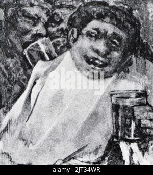 Tres hombres bebiendo, Francisco de Goya. Foto Stock