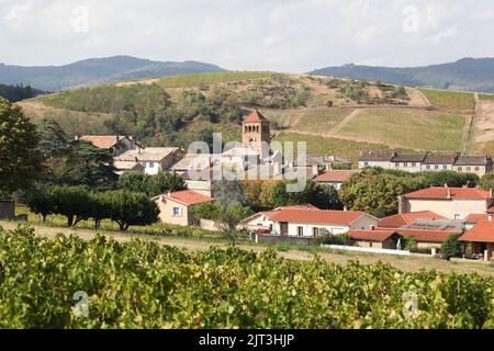 Vista del villaggio di Salles en Beaujolais, Francia Foto Stock