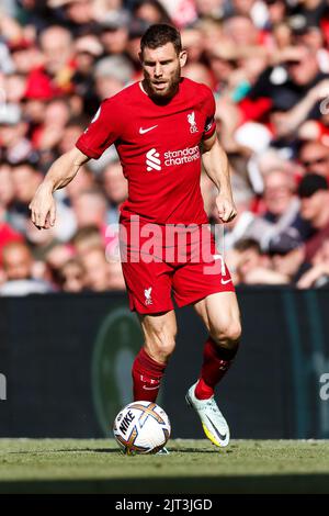 Liverpool, Regno Unito. 27th ago, 2022. James Milner di Liverpool durante la partita della Premier League tra Liverpool e Bournemouth ad Anfield il 27th 2022 agosto a Liverpool, Inghilterra. (Foto di Daniel Chesterton/phcimages.com) Credit: PHC Images/Alamy Live News Foto Stock