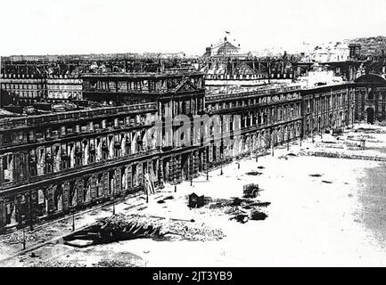 Palazzo Tuileries nel 1871 dopo gli incendi durante le lotte del comune di Parigi. Foto Stock