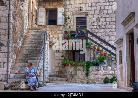 Komiza, Vis, Dalmazia, Croazia Foto Stock