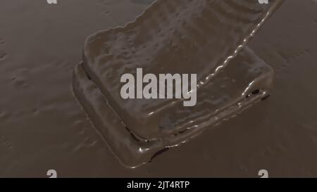 Cioccolato nero caduta cibo sano super slow motion 1000 fps 3D rendering Foto Stock