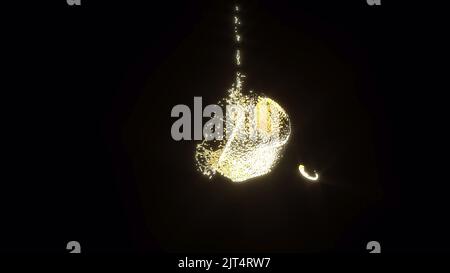 Gold splash Macro bolle liquide super slow motion 1000 FPS rendering 3D Foto Stock