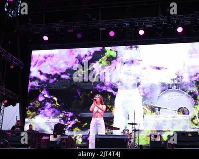 Tirana, Albania. 26th ago, 2022. Sancet si esibisce durante il Sunny Hill Festival 2022 il 26 agosto 2022 a Tirana Albania. Photo Nderim Kaceli Credit: Independent Photo Agency/Alamy Live News Foto Stock