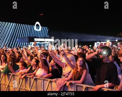 Tirana, Albania. 26th ago, 2022. Durante il Sunny Hill Festival 2022 il 26 agosto 2022 a Tirana Albania. Photo Nderim Kaceli Credit: Independent Photo Agency/Alamy Live News Foto Stock