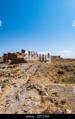 ANI antica rovina vista paesaggio vicino Kars, Turchia orientale, chiuso al confine armeno Foto Stock