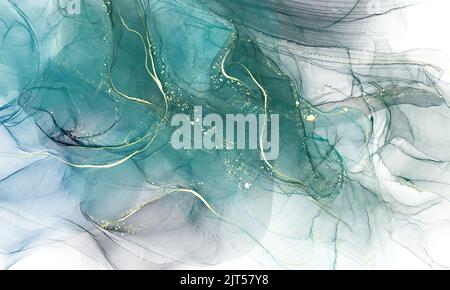 Abstract Abstract Texture design sfondo colore verde con texture dorata effetto marmo Foto Stock