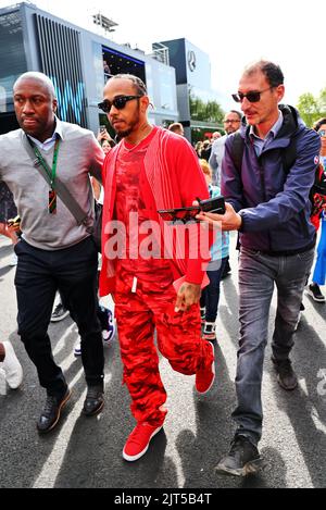 Spa, Belgio. 28th ago, 2022. Spa Francorchamps, Belgio. 28th ago, 2022. Lewis Hamilton (GBR) Mercedes AMG F1. 28.08.2022. Campionato del mondo di Formula 1, Rd 14, Gran Premio del Belgio, Spa Francorchamps, Belgio, Giorno della gara. Il credito fotografico dovrebbe essere: XPB/immagini dell'Associazione Stampa. Credit: XPB Images Ltd/Alamy Live News Credit: XPB Images Ltd/Alamy Live News Foto Stock