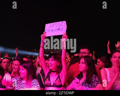 Durante il Sunny Hill Festival 2022 il 26 agosto 2022 a Tirana Albania. Foto Nderim Kaceli Foto Stock