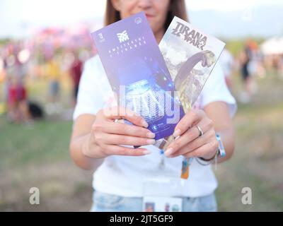 Durante il Sunny Hill Festival 2022 il 26 agosto 2022 a Tirana Albania. Foto Nderim Kaceli Foto Stock