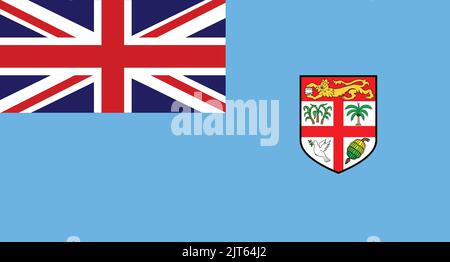 Figi Bandiera Nazionale - Vector Flag of Fiji Land - stemma delle Fiji - Figi Logo - London flag, Sky Blue - Figi Bandiera completa Vector EPS Illustrazione Vettoriale