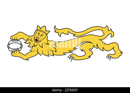 Stemma del Leone delle Fiji - logo nazionale del Leone della Bandiera delle Fiji - Leone giallo vettore eps Illustrazione Vettoriale