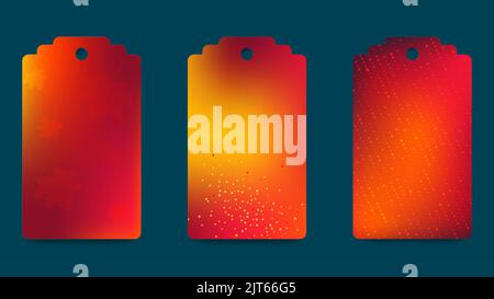 Set di tag regalo autunnali astratti. Sfumatura luminosa nella tavolozza autunnale. Modelli di etichette stagionali per la stampa. Ringraziamento, compleanno, Natale Illustrazione Vettoriale