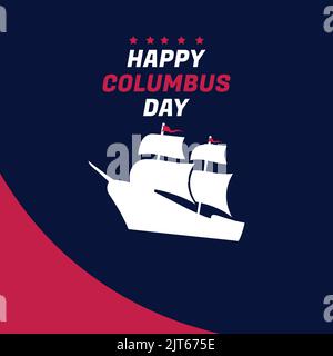 Biglietto d'auguri per Columbus Day o vettore di sfondo Illustrazione Vettoriale