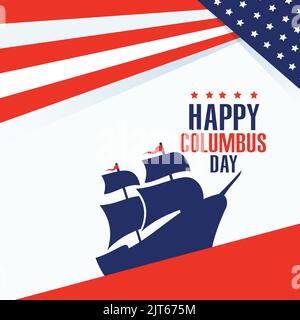 Biglietto d'auguri per Columbus Day o vettore di sfondo Illustrazione Vettoriale