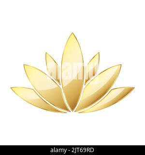 Icona di loto d'oro. Elemento di design con logo dorato. Illustrazione vettoriale. Icona fiore di loto Illustrazione Vettoriale