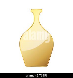 Vaso d'oro. Vaso in oro lucido isolato su sfondo bianco. Illustrazione vettoriale. Illustrazione Vettoriale