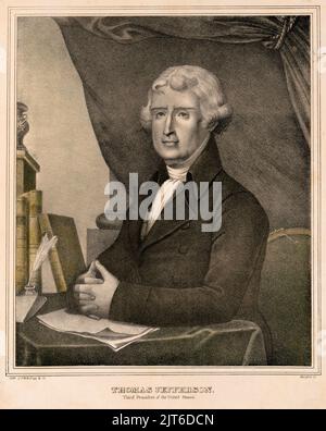 Incisione di Thomas Jefferson, terzo presidente degli Stati Uniti Foto Stock