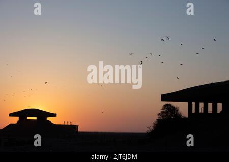 Pagoda laboratorio su Orfordness all'alba Foto Stock