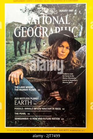 Copertina della rivista National Geographic, agosto 1985 Foto Stock