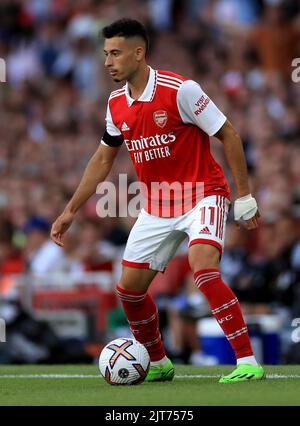 Gabriel Martinelli dell’Arsenal in azione durante la partita della Premier League presso l’Emirates Stadium, Londra. Data immagine: Sabato 27 agosto 2022. Foto Stock