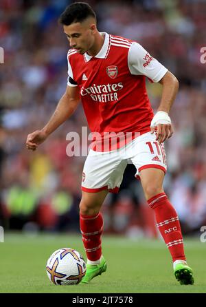 Gabriel Martinelli dell’Arsenal in azione durante la partita della Premier League presso l’Emirates Stadium, Londra. Data immagine: Sabato 27 agosto 2022. Foto Stock