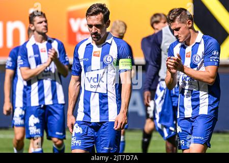 Gent, Belgio. 28th ago, 2022. Sven Kums di Gent mostra la sconfitta dopo una partita di calcio tra KAA Gent e Royal Antwerp FC, domenica 28 agosto 2022 a Gent, il giorno 6 della prima divisione del campionato belga della 'Jupiler Pro League' 2022-2023. BELGA PHOTO TOM GOYVAERTS Credit: Agenzia Notizie Belga/Alamy Live News Foto Stock