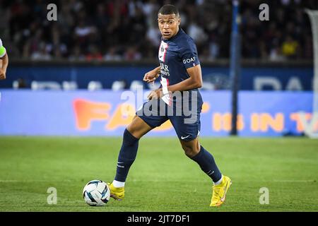 Parigi, Francia. 28th ago, 2022. Kylian MBAPPE di PSG durante la partita Ligue 1 tra Paris Saint-Germain (PSG) e COME Monaco allo stadio Parc des Princes il 28 agosto 2022 a Parigi, Francia. (Credit Image: © Matthieu Mirville/ZUMA Press Wire) Credit: ZUMA Press, Inc./Alamy Live News Foto Stock