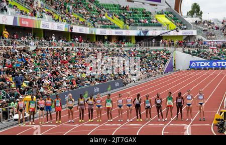 La finale femminile del 10.000m al World Athletics Championships, Hayward Field, Eugene, Oregon USA, il 16th luglio 2022. Foto di Gary Mitchell Foto Stock