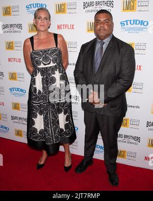 27 agosto 2022, Los Angeles, California, USA: (L-R) Amanda Foley Burbank e Jose Guerrero partecipano al 9th° Annual Location Managers Guild International Awards. (Credit Image: © Billy Bennight/ZUMA Press Wire) Foto Stock