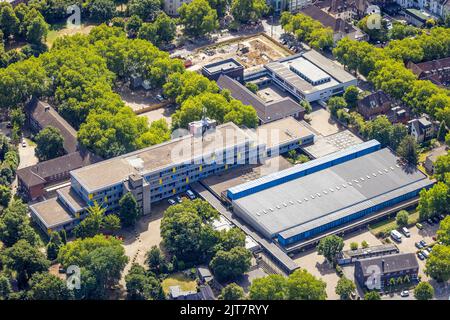 Veduta aerea, Osterfeld scuola completa con cantiere Westfälische Straße, Osterfeld, Oberhausen, Ruhr, Renania settentrionale-Vestfalia, Germe Foto Stock