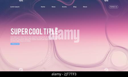 Landing page disegno astratto con bolle di linea dinamiche . Modello per sito Web o app. Illustrazione Vettoriale