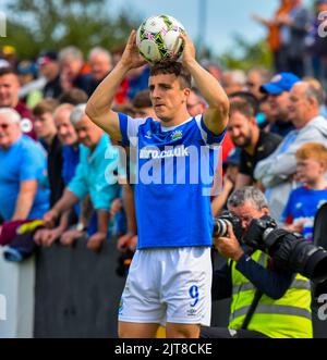 Joel Cooper - Carrick Rangers Vs Linfield, Danske Bank Premiership, Loughview Leisure Arena Carrickfergus, domenica 28th agosto 2022. Foto Stock