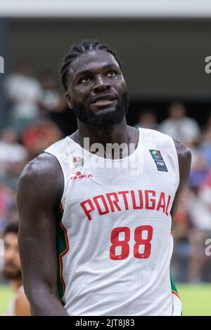 Odivelas, Portogallo. 28th ago, 2022. Agosto 28, 2022. Odivelas, Portogallo. Portogallo e Sacramento Kings Center Neemias Queta (88) in azione durante il gioco per la FIBA Europe Cup (Gruppo F), Portogallo vs Cipro Credit: Alexandre de Sousa/Alamy Live News Foto Stock