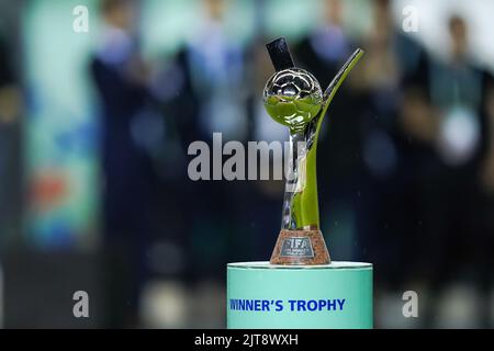 San Jose, Costa Rica. 28th ago, 2022. San Jose, Costa Rica, 28th 2022 agosto: Trofeo dei vincitori durante la Coppa del mondo di donne FIFA U20 Costa Rica 2022 finale di calcio tra Spagna e Giappone Estadio Nacional a San Jose, Costa Rica. (Daniela Porcelli/SPP) Credit: SPP Sport Press Photo. /Alamy Live News Foto Stock