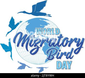 Illustrazione del progetto del banner del World Migratory Bird Day Illustrazione Vettoriale