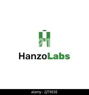 Concetto di progettazione del logo Letter H Lab. Perfetto per il marchio tecnologico, digitale, software, di rete e scientifico. Formato vettoriale. Illustrazione Vettoriale