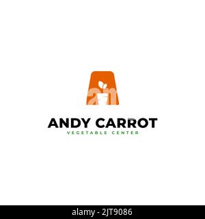 Un vettore di logo di lettera. Un logo lettera con un'illustrazione carota. Logo carota. Formato vettoriale. Illustrazione Vettoriale