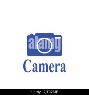 Adesivo icona piatta fotocamera sfondo bianco Illustrazione Vettoriale