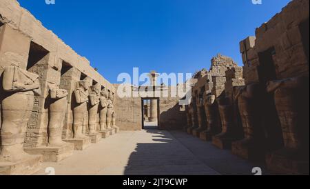 Vista alla Sala delle Cariatidi nel Tempio di Karnak vicino a Luxor, Egitto Foto Stock