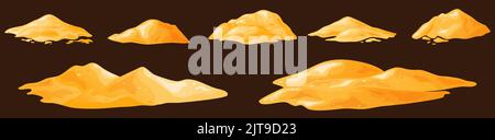 Mucchio di sabbia in cartoon, duna sabbiosa nel deserto o in spiaggia. Cumulo di materiale da costruzione. Illustrazione vettoriale Illustrazione Vettoriale